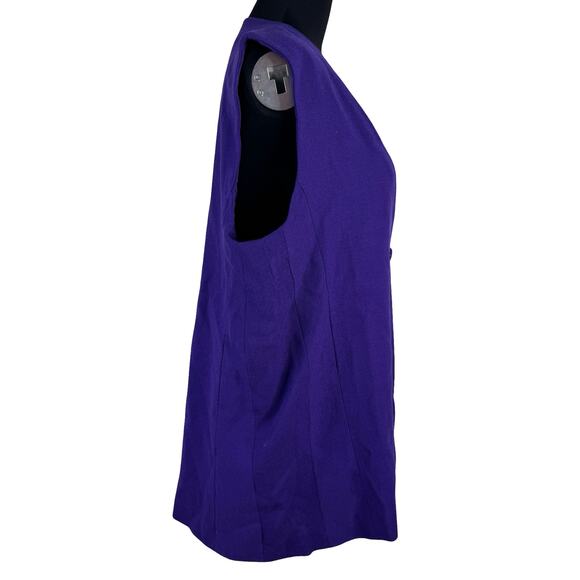 Vintage 90s Purple Longline Vest Tailored Minimalist S/M Chic Power - Picture 7 of 13